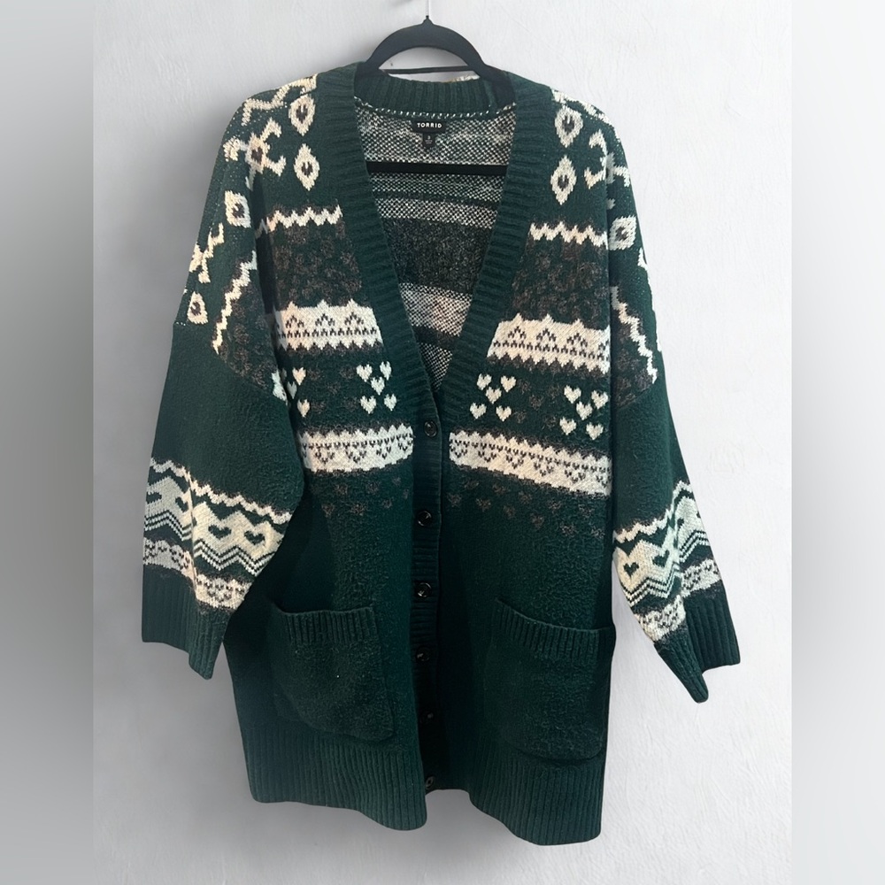 Torrid Green Nordic Print Sweater